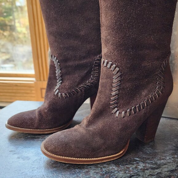 Michael Kors Luxurious Neptune Suede Chocolate Brown Knee High Boots Size 6.5M - Picture 7 of 16